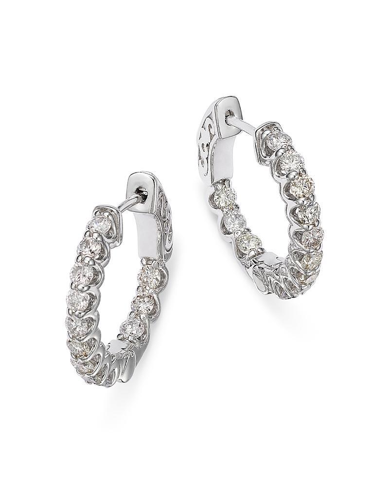 Bloomingdales Diamond Inside Out Hoop Earring in 14K White Gold, 1.20 ct. t. w. - 100% Exclusive Product Image