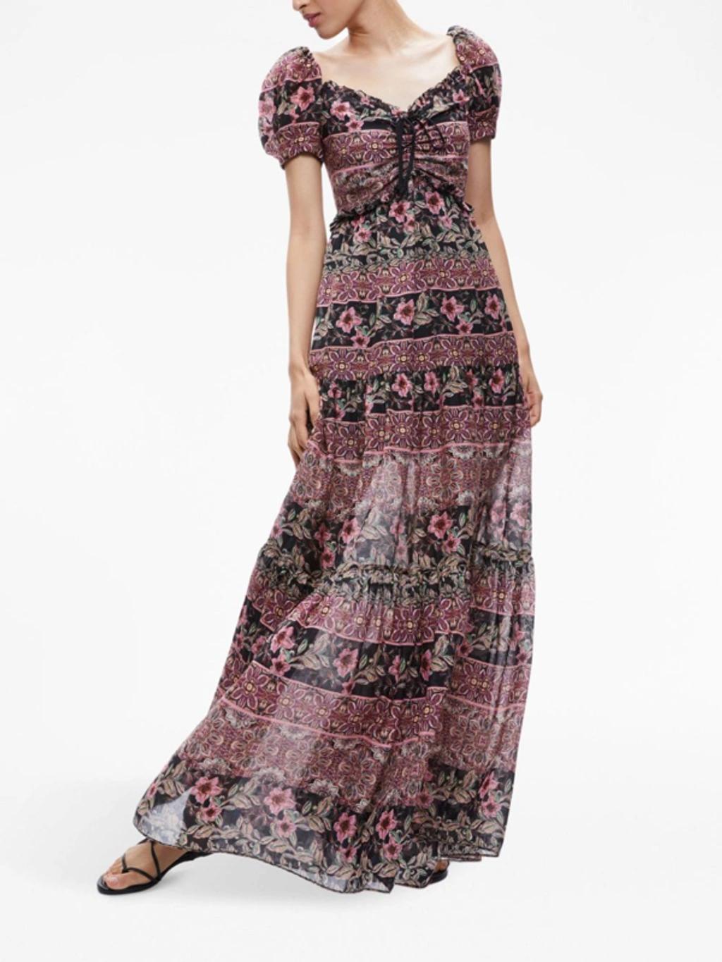 ALICE AND OLIVIA Andrea Tiered Maxi Dress In Pink Product Image