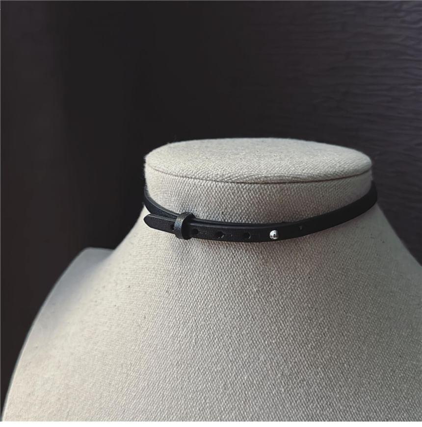 Faux Leather Buckle Choker Product Image