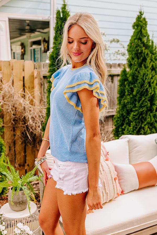 Sweet Charmer Knit Top in Sky Blue Product Image