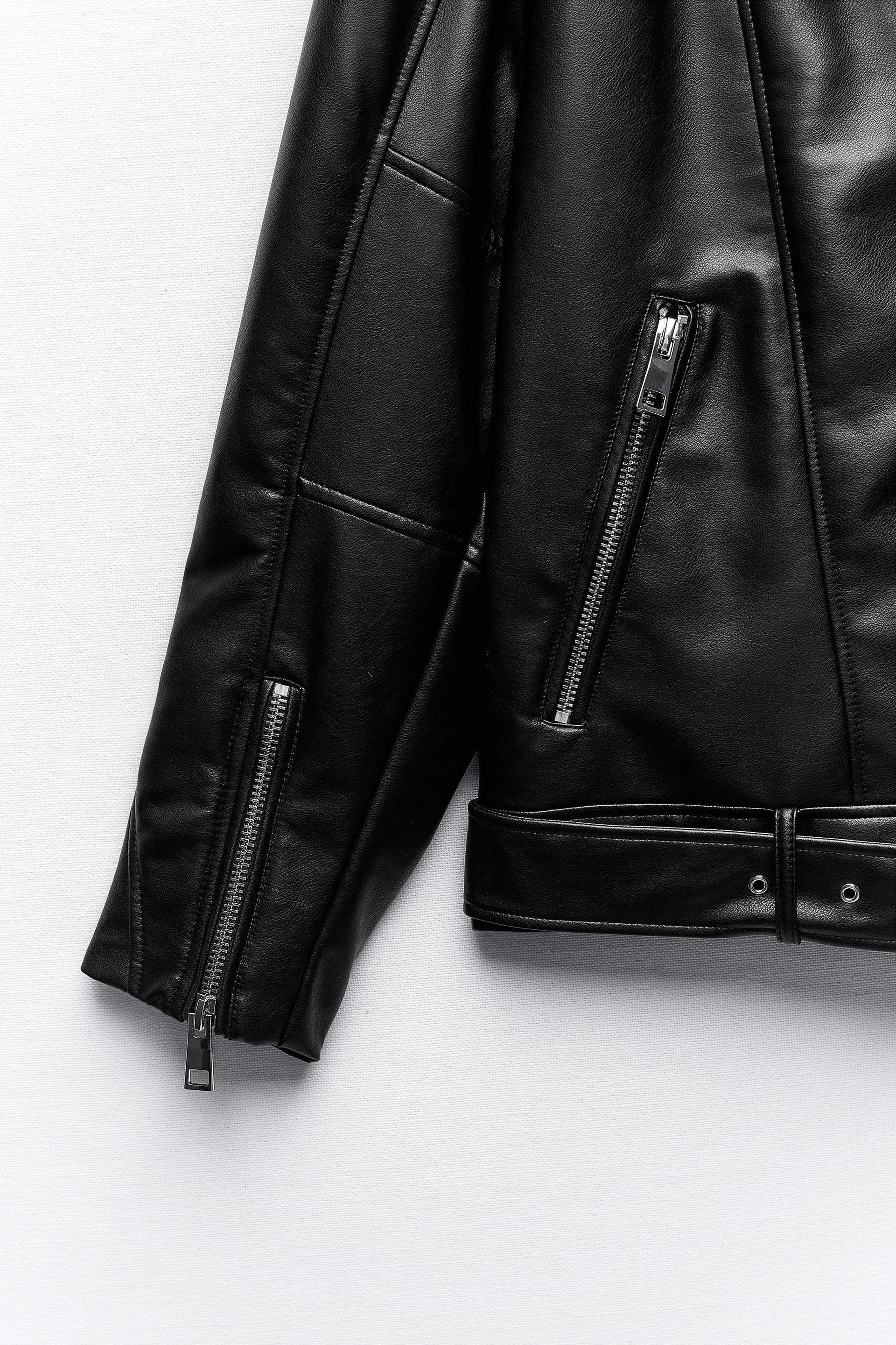 OVERSIZED FAUX LEATHER BIKER JACKET Product Image