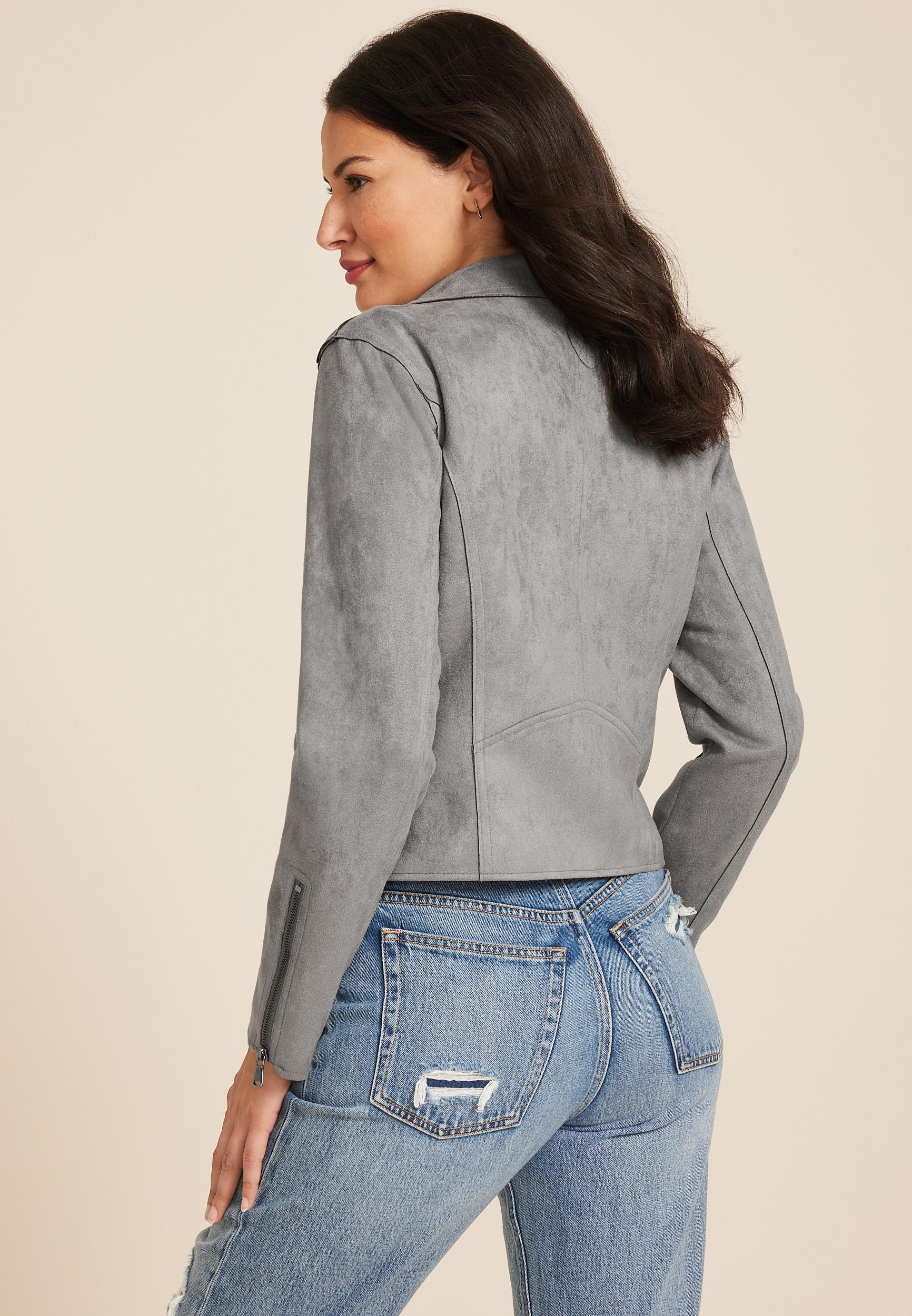 Faux Suede Moto Jacket Product Image