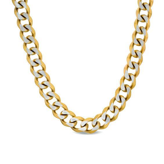 Men's 11.0mm Curb Chain Necklace in Stainless Steel with Yellow IP - 22" Product Image