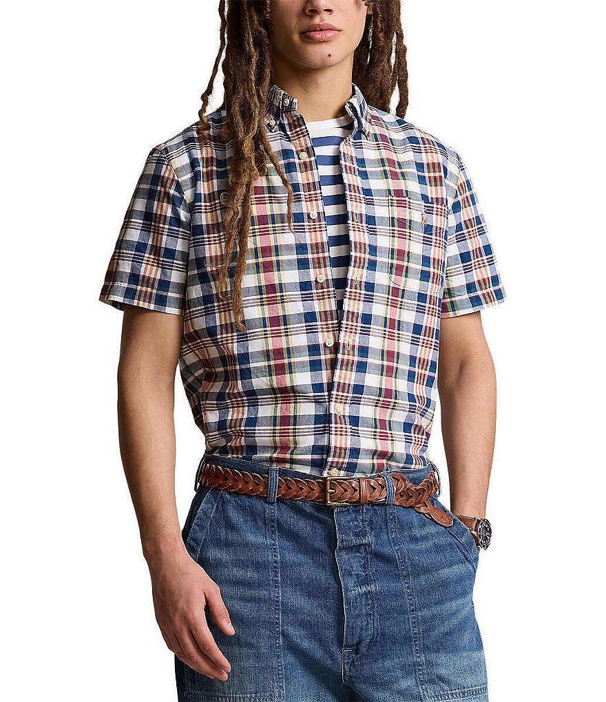 Polo Ralph Lauren Multi-Color Plaid Oxford Short Sleeve Woven Shirt Product Image