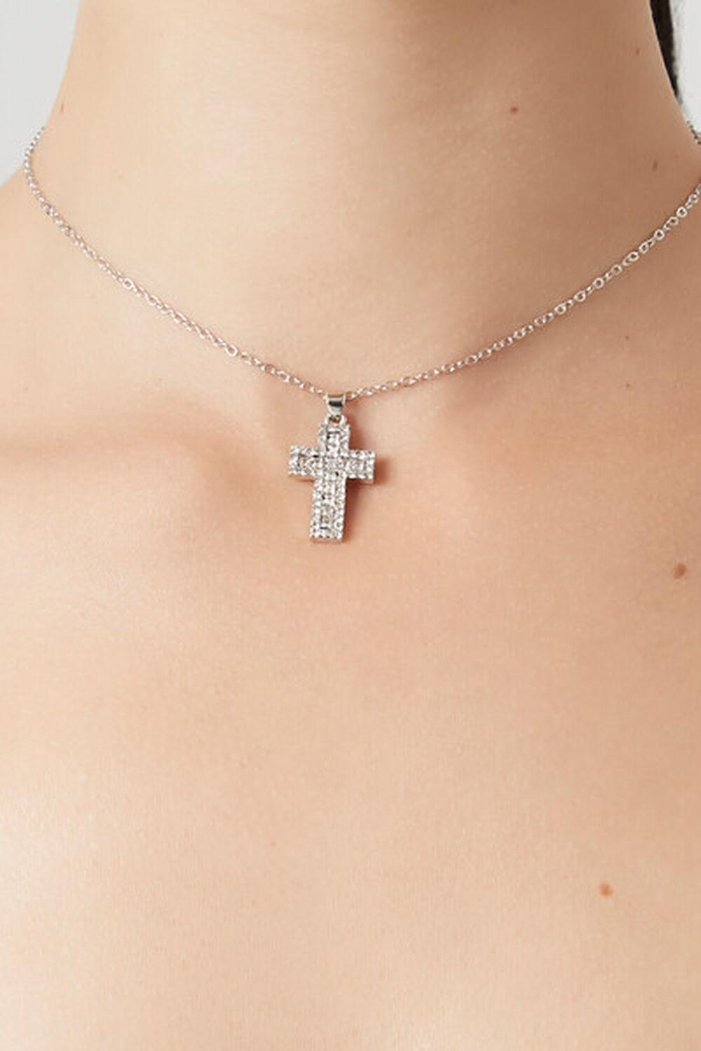 Rhinestone Cross Pendant Necklace | Forever 21 Product Image