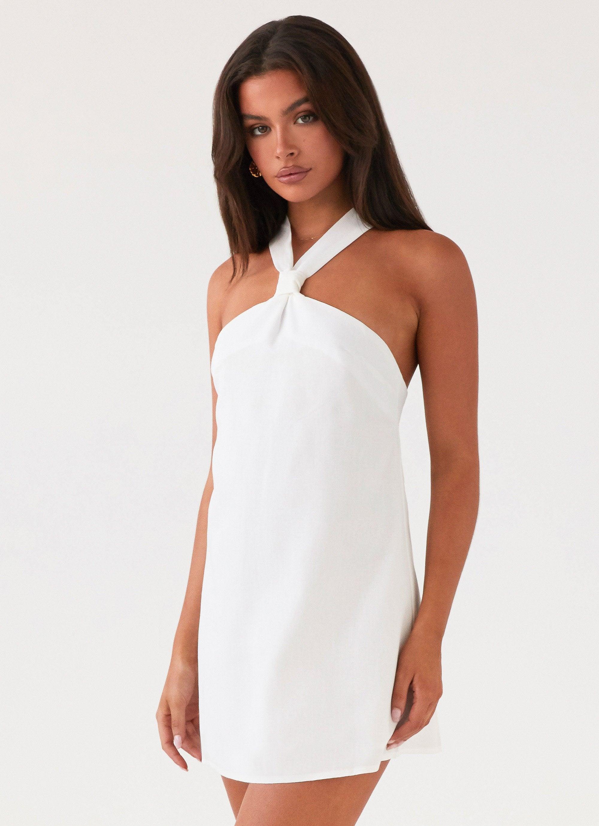 Keira Linen Mini Dress - White Product Image