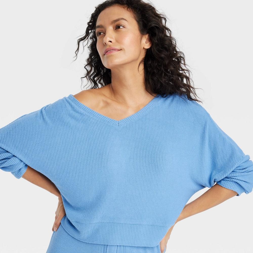 Womens Cozy Ribbed Pullover - Auden Blue XXL Product Image