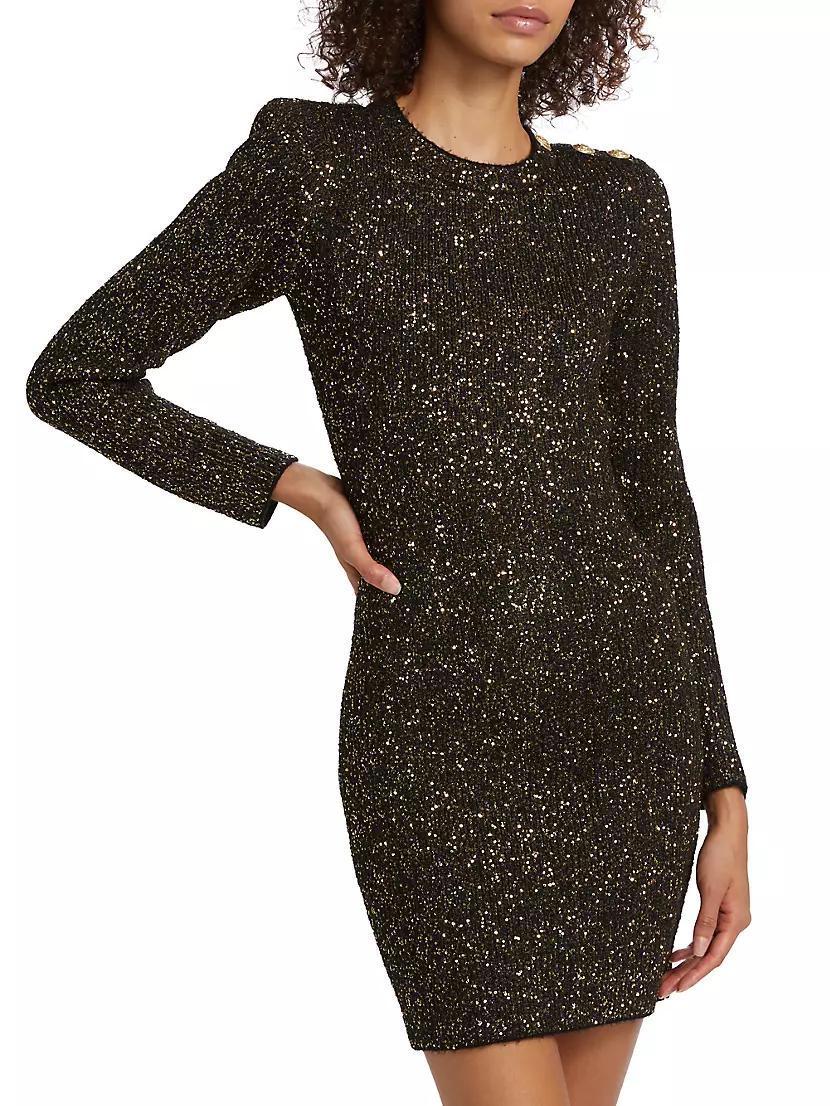 Cherry Sequin Knit Long-Sleeve Minidress Product Image