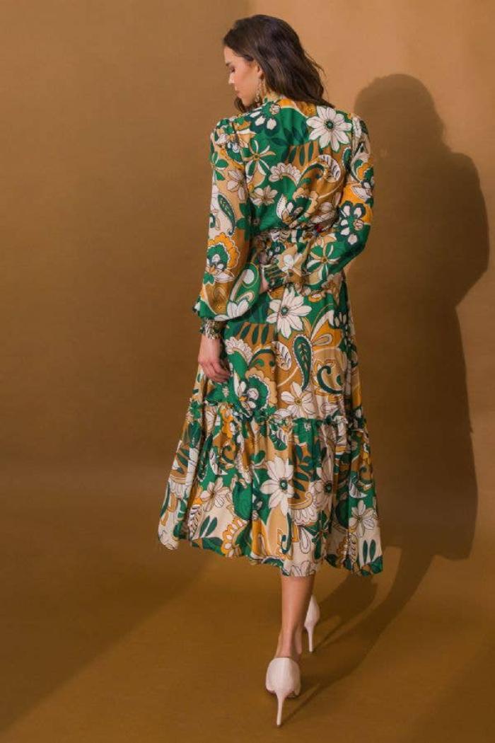 Floral Printed Woven Midi Dress Product Image