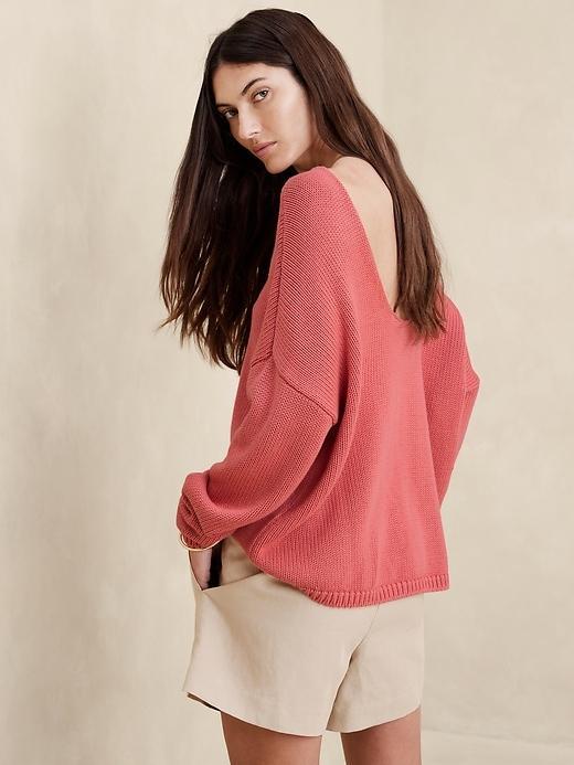 Demi Cotton-Silk Scoop-Back Sweater Product Image