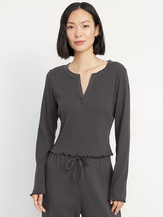 Ribbed Pajama Top Product Image