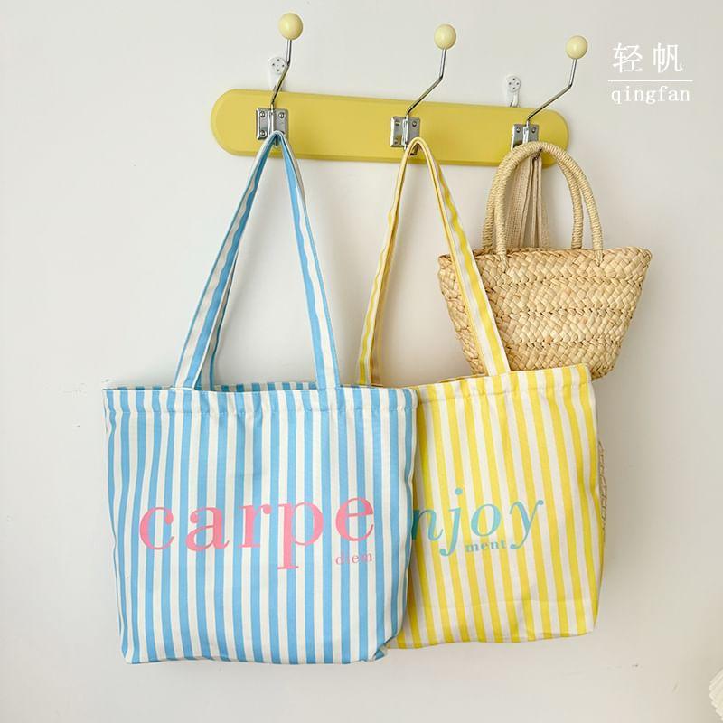 Striped Lettering Tote Bag Product Image