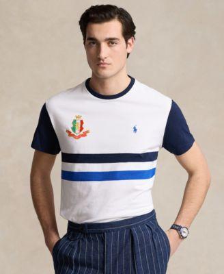 Mens Striped Logo Crest Cotton T-Shirt Product Image