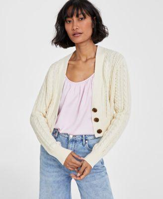 Women's V-Neck Cable-Knit Cardigan, Created for Macy's Product Image