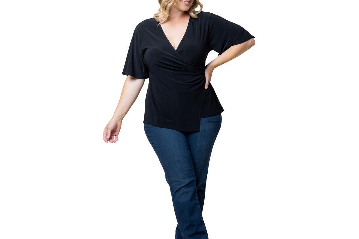 Kiyonna Womens Plus Size Stella Cinch Faux Wrap Top Product Image