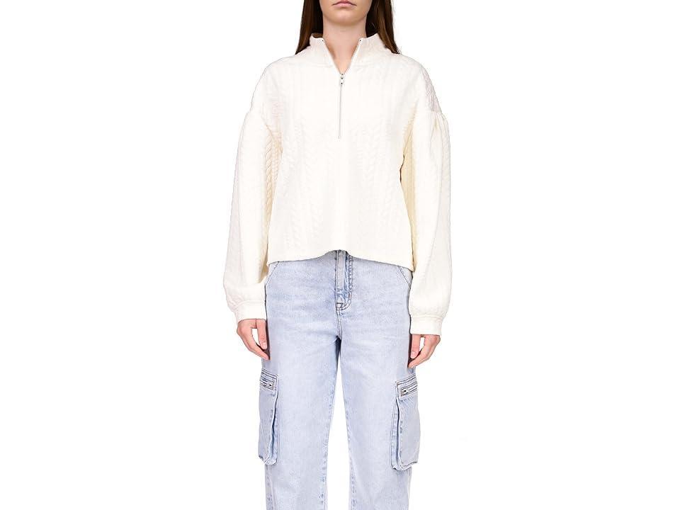 Sanctuary Cable Zip-Up Popover (Creme) Women's Clothing Product Image