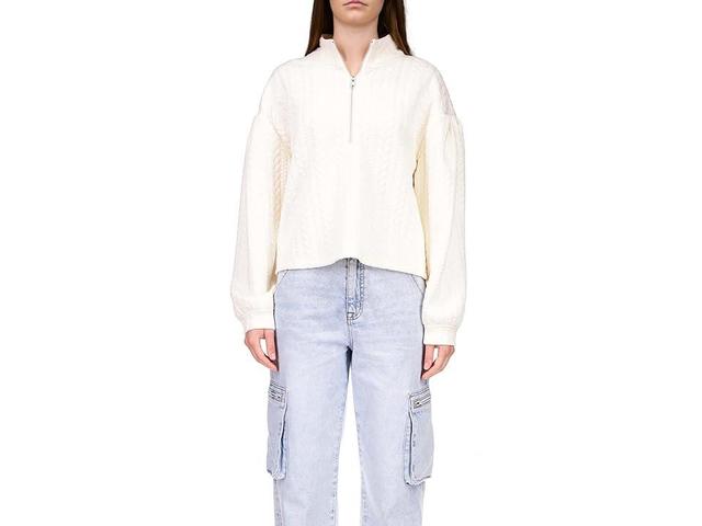 Sanctuary Cable Zip-Up Popover (Creme) Women's Clothing Product Image