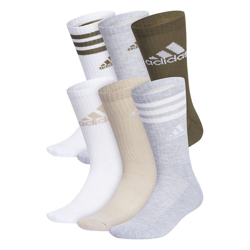 Mens adidas 6-pack Athletic Cushioned Crew Socks Dark Green Product Image