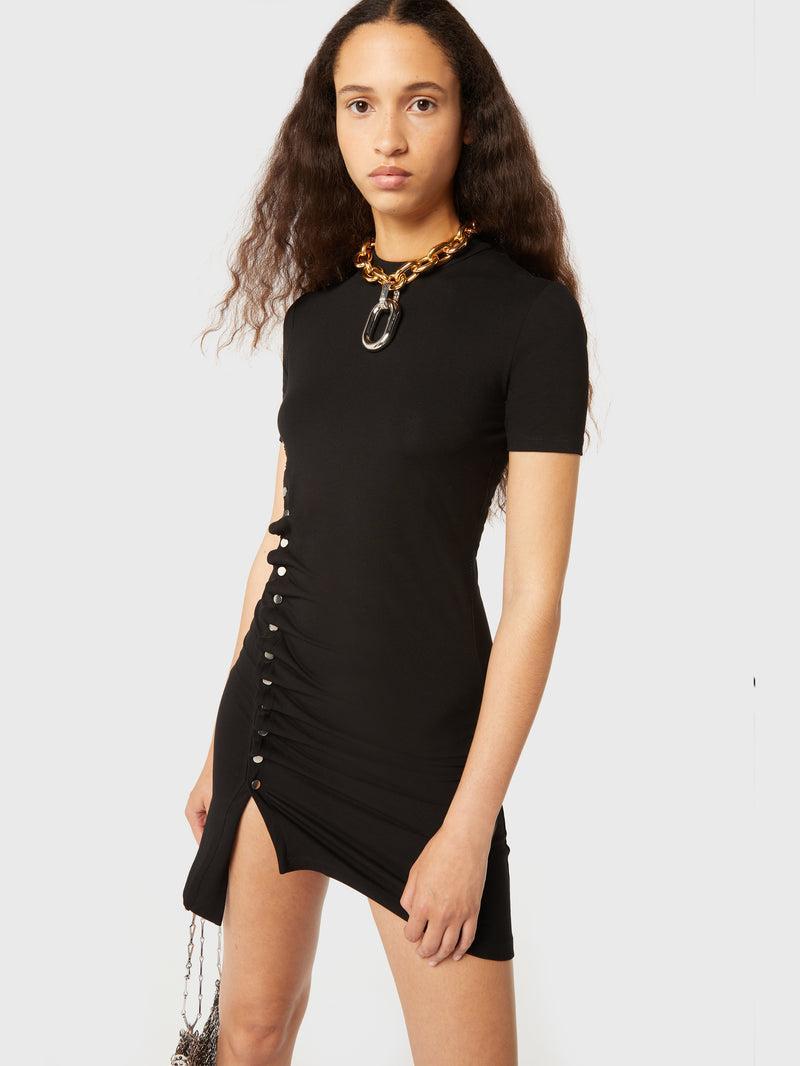 Black drapé pression mini dress Product Image