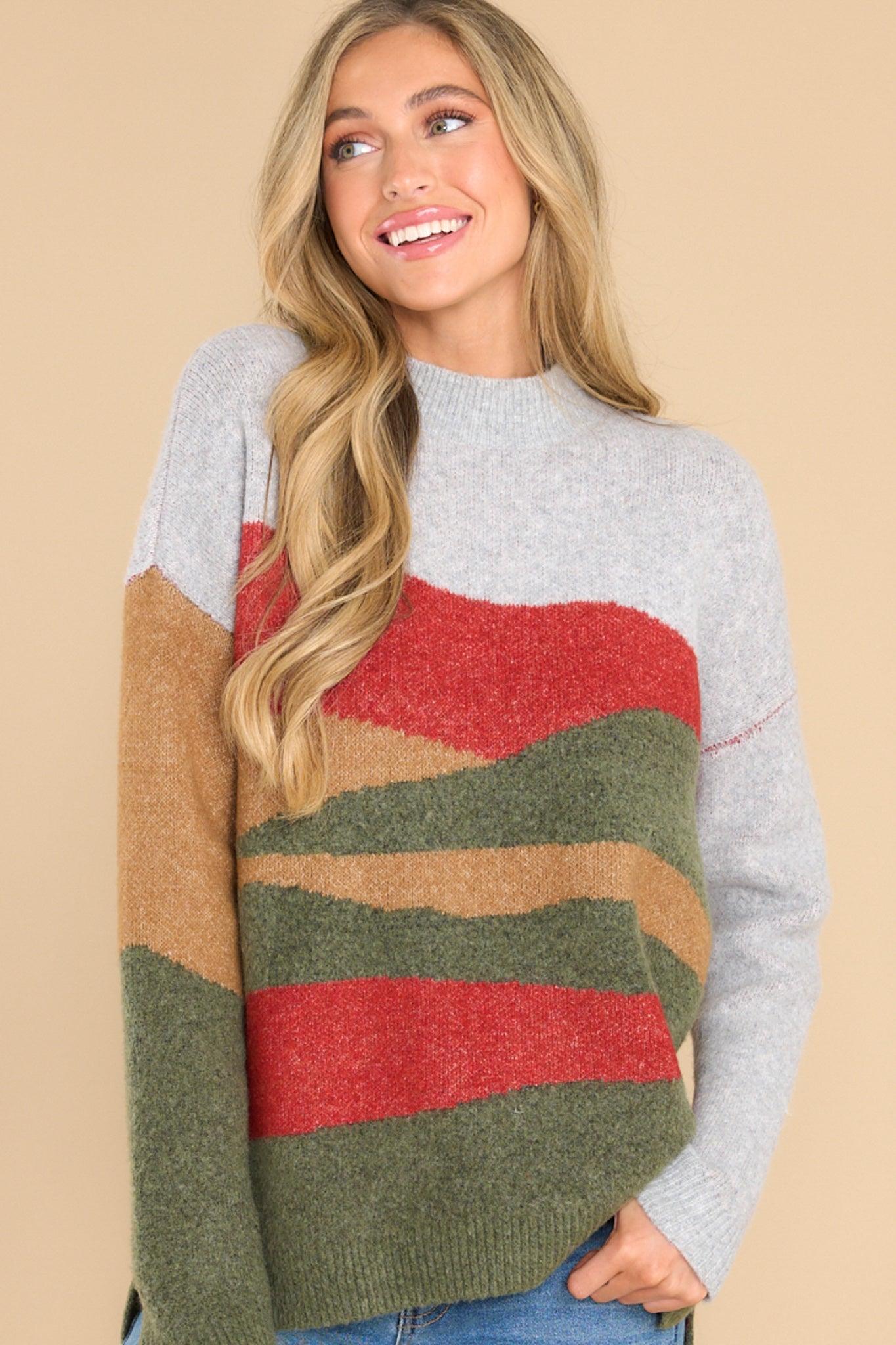 Warming Up To It Olive Multi Sweater Product Image