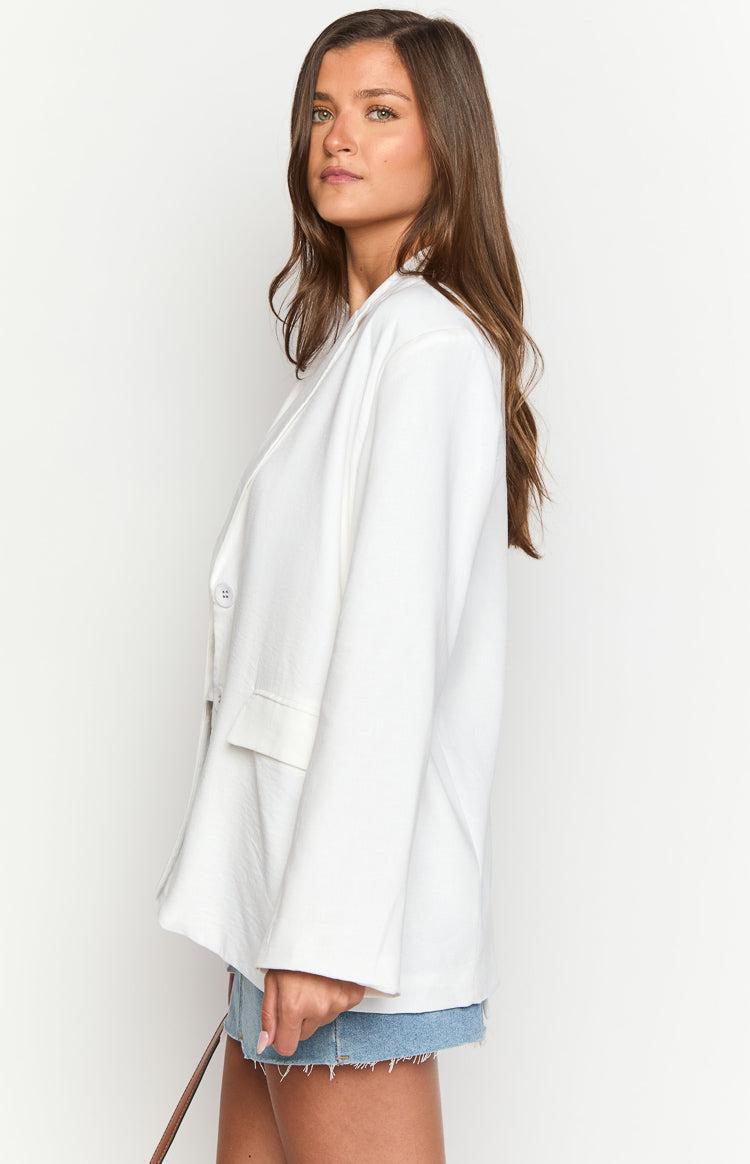 Cassy White Linen Blend Blazer Product Image