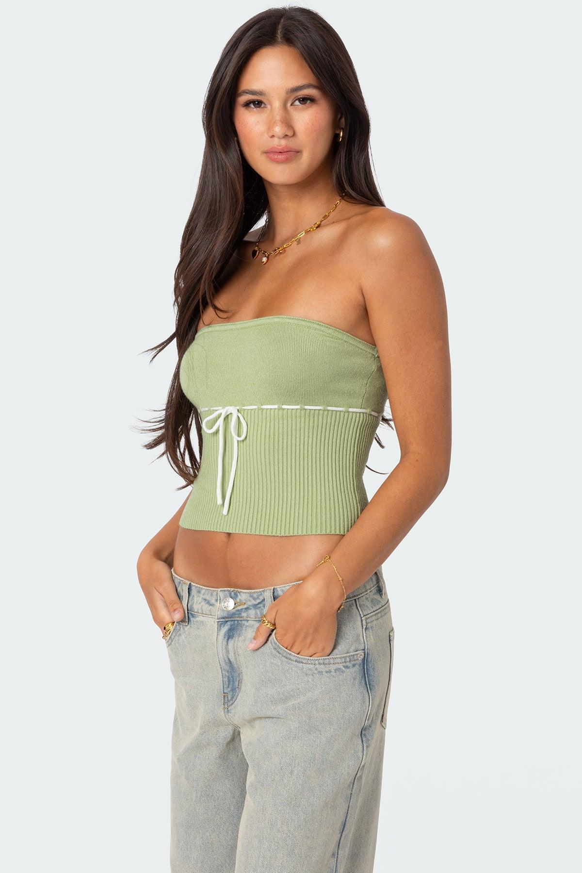 Elsie Knitted Tie Tube Top Product Image