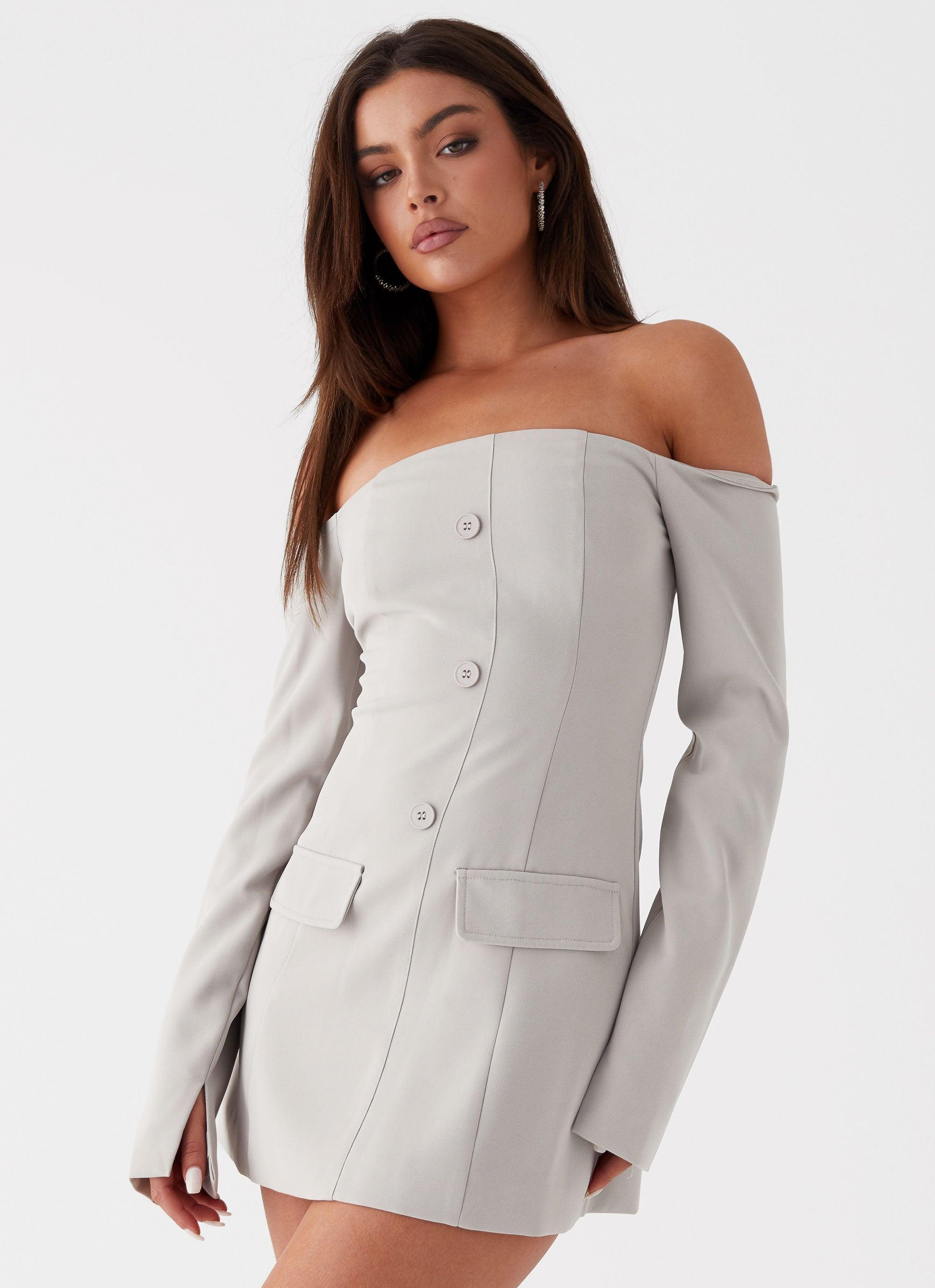 Dominique Blazer Mini Dress - Grey Product Image