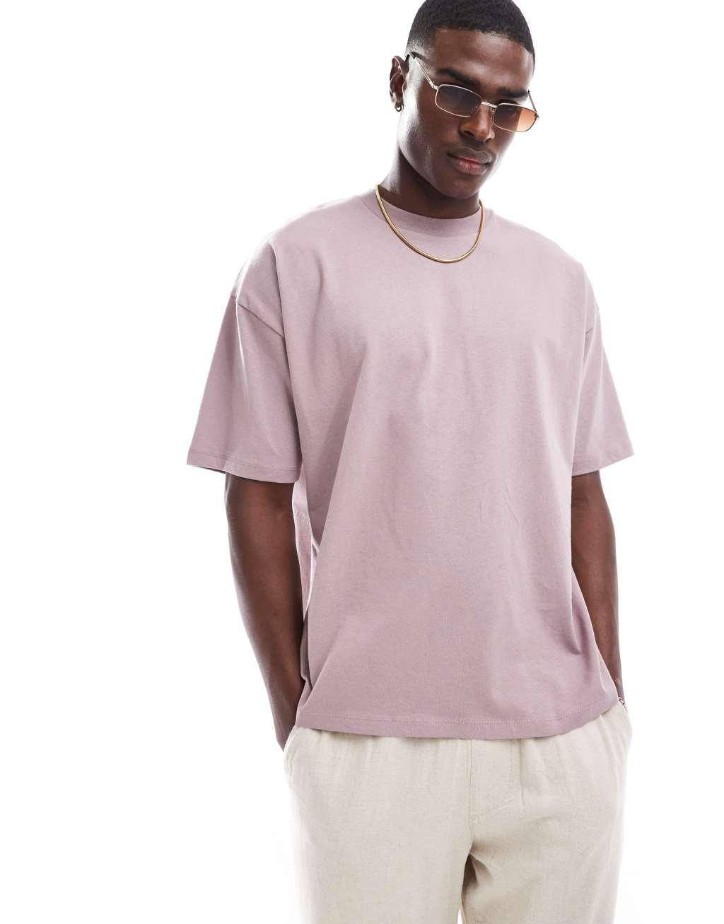 ASOS DESIGN oversized t-shirt with back print in pink Product Image