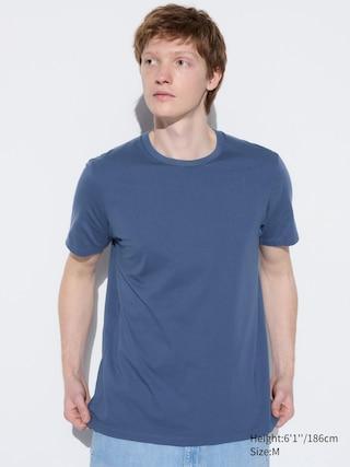 Mens Supima Cotton Crew Neck T-Shirt Blue Large UNIQLO US Product Image