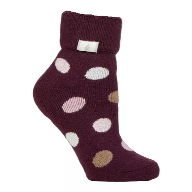 Womens Heat Holders Lite 5X Warmer Dots Ankle Socks Red Product Image