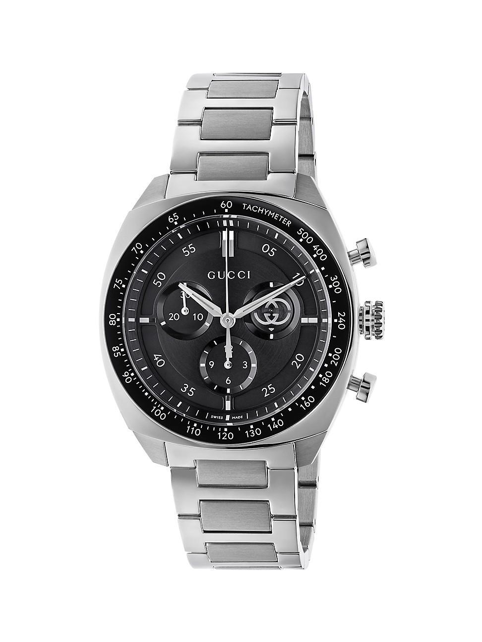 Gucci Mens Swiss Chronograph Interlocking Stainless Steel Bracelet Watch 41mm Product Image