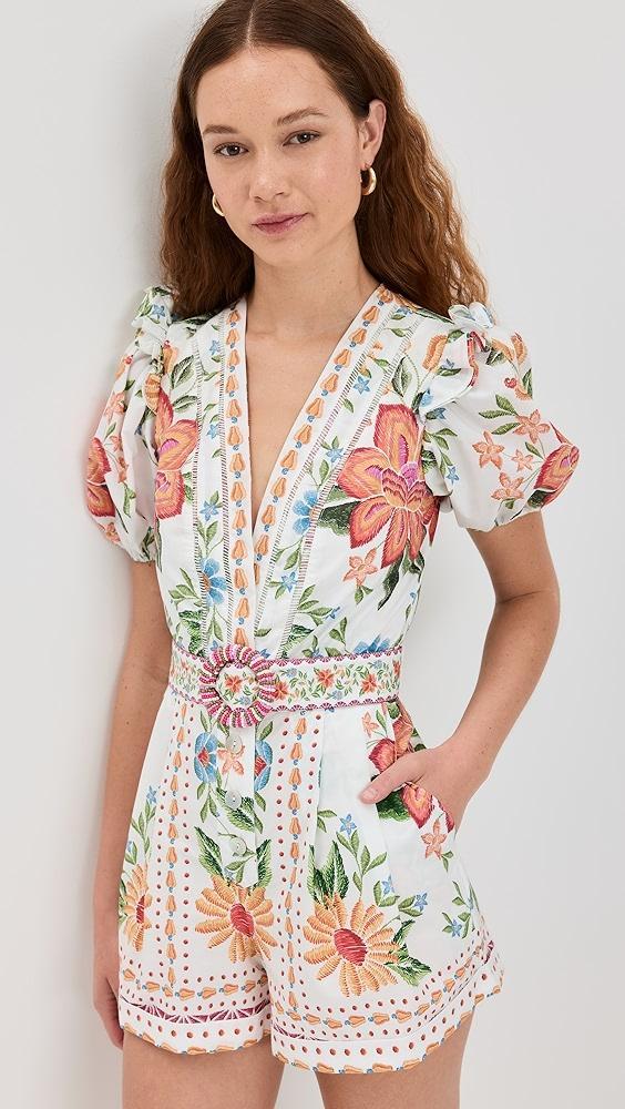 FARM Rio Bloom Garden Off White Romper | Shopbop Product Image