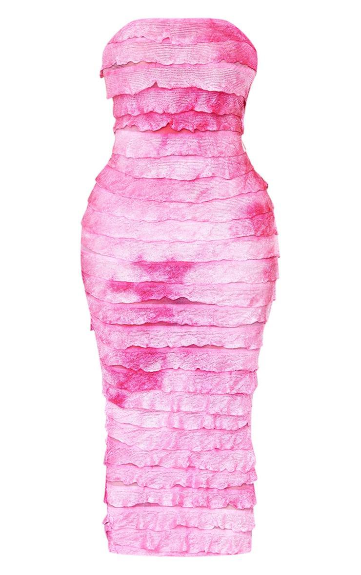 Shape Hot Pink Ombre Frill Edge Bandeau Maxi Dress Product Image