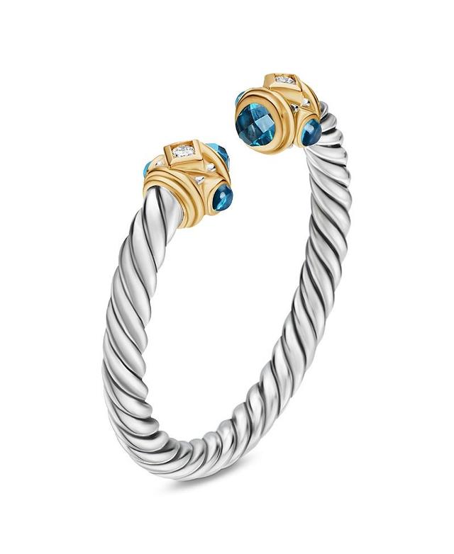 David Yurman Renaissance Ring in Sterling Silver with Hampton Blue Topaz, 14K Yellow Gold & Diamonds Product Image