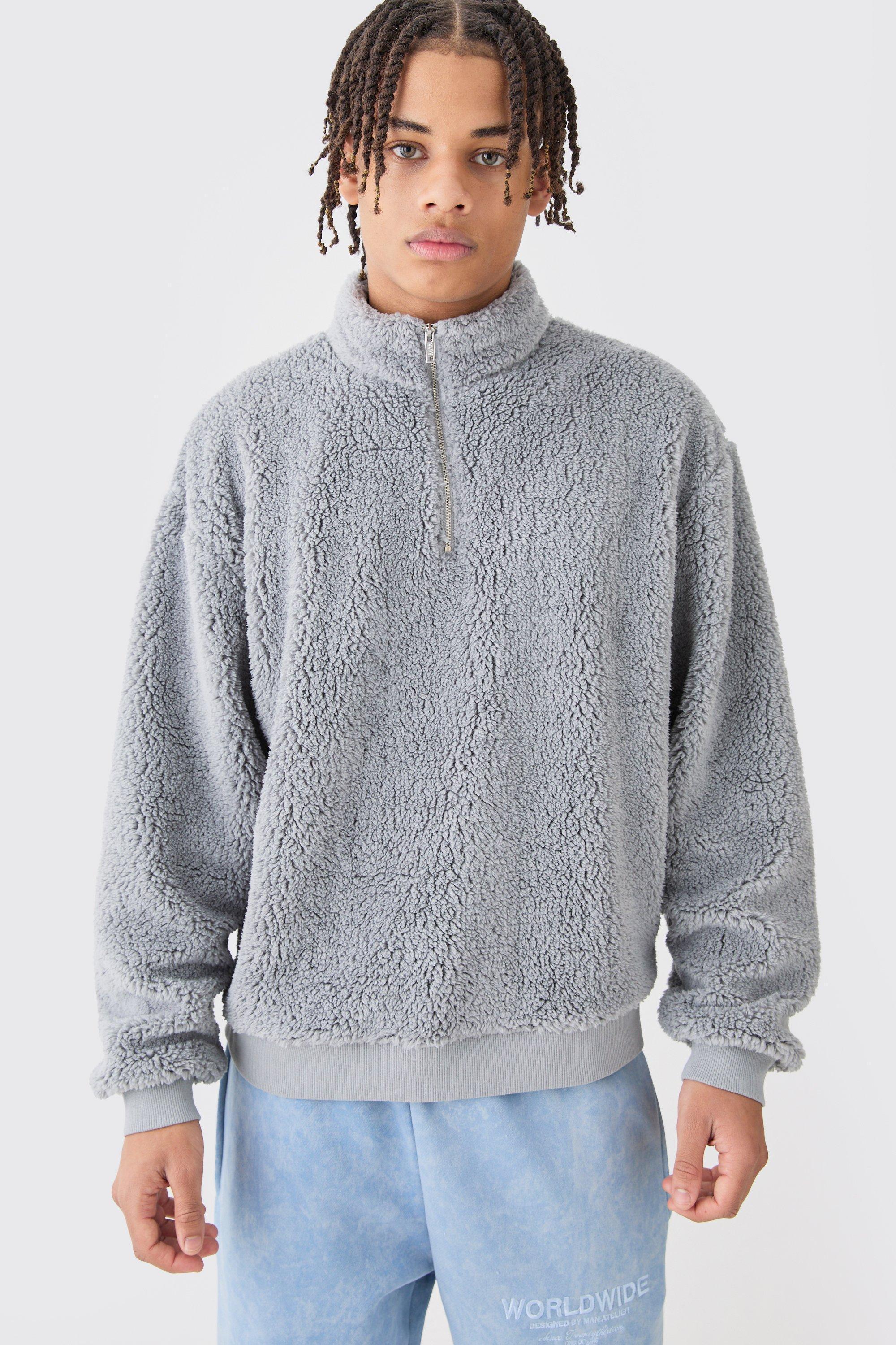 Oversized Boxy Borg Funnel Neck Sweatshirt | boohooMAN USA Product Image