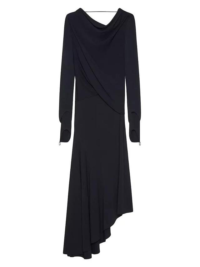 Womens Asymmetric Draped Dress in Crepe Jersey Product Image