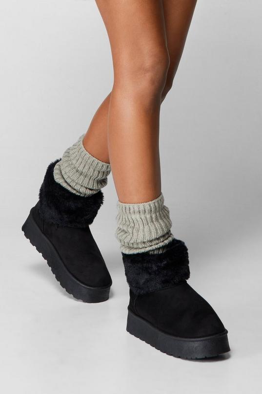 Faux Fur Platform Mini Ankle Boots Product Image