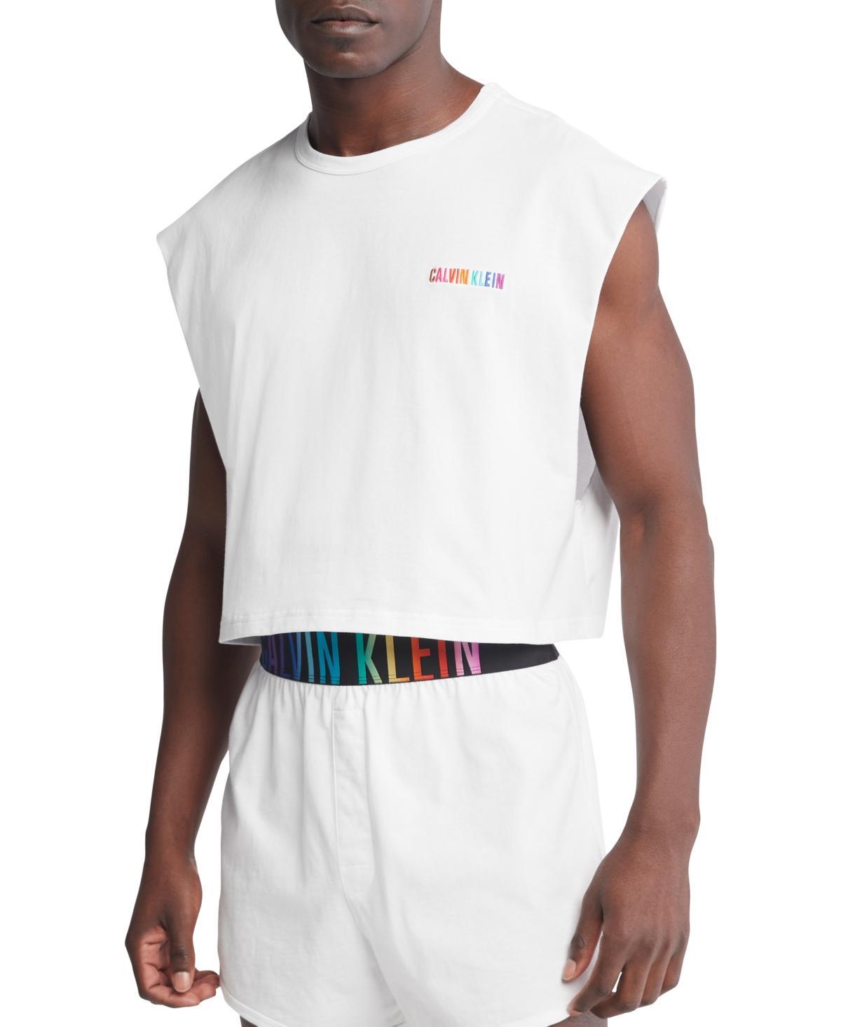 Calvin Klein Mens Intense Power Pride Cropped Logo Embroidered Cotton Muscle Tank Product Image