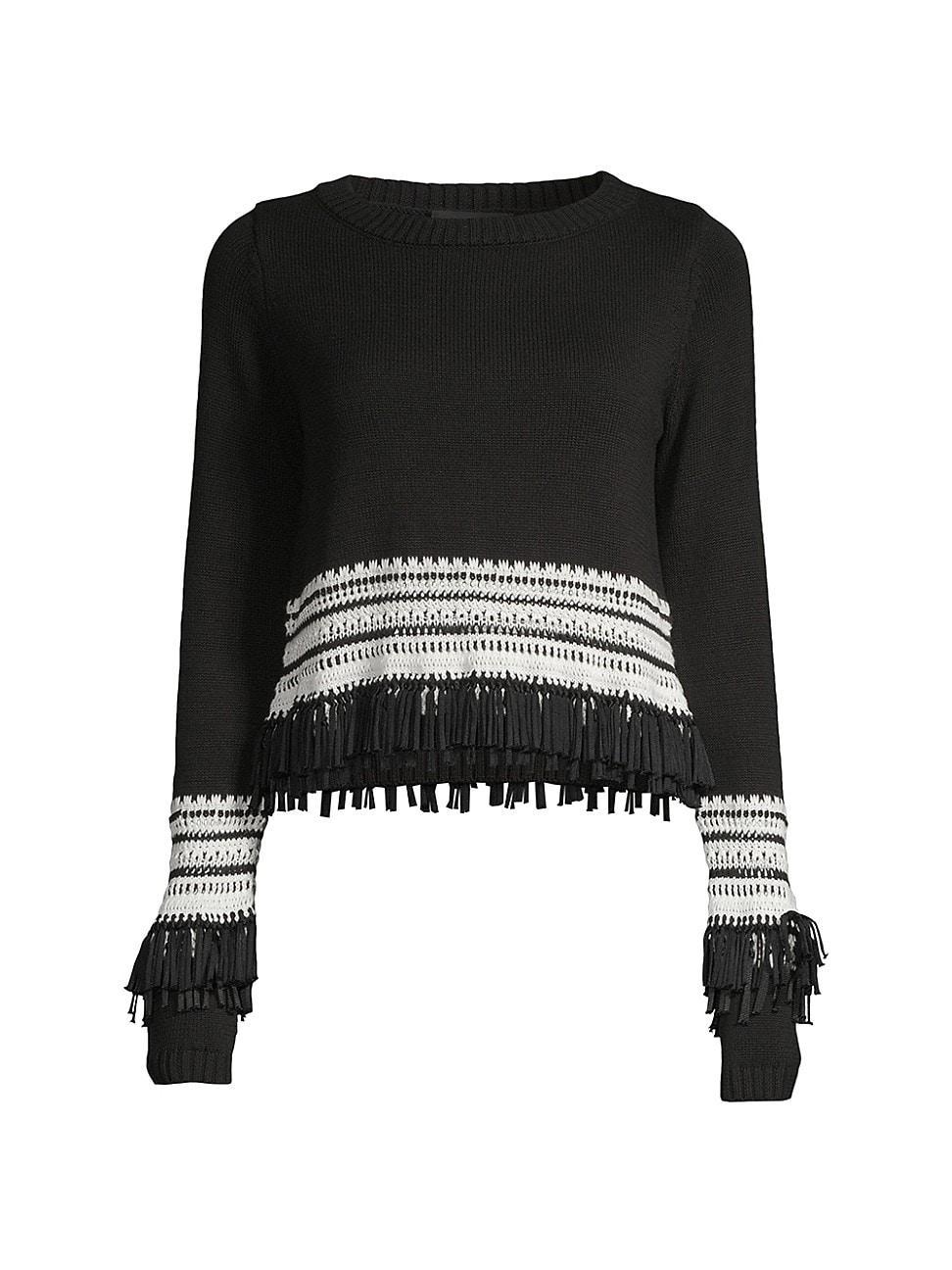 Womens Deco Fringe-Embellished Cotton-Blend Sweater Product Image