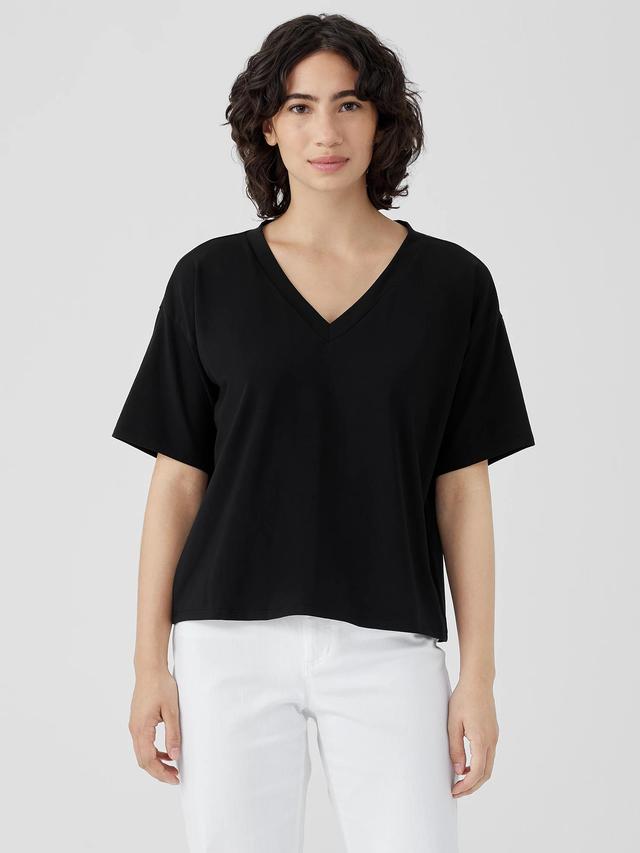 EILEEN FISHER Pima Cotton Stretch Jersey V-Neck Teefemale Product Image