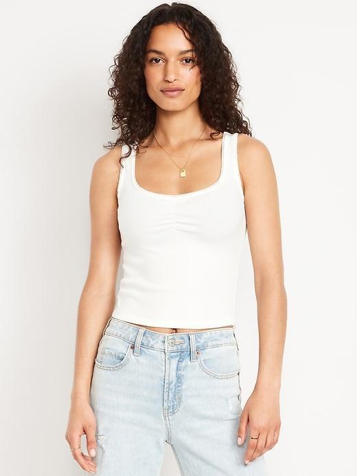 Cinched Rib-Knit Crop Tank Top product image