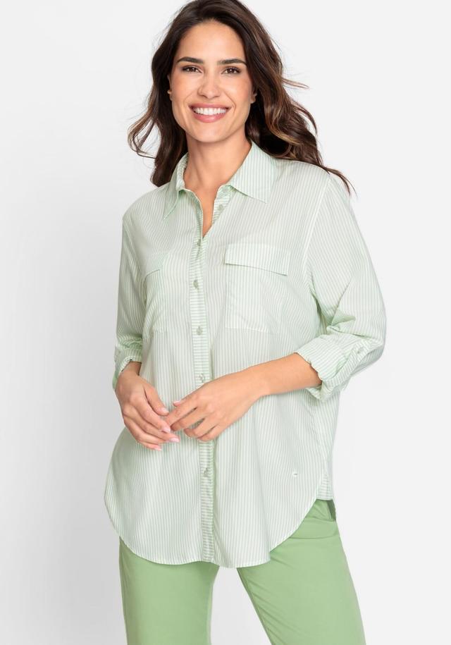 Olsen Womens Striped Shirt with Rolled Tab Sleeve Product Image