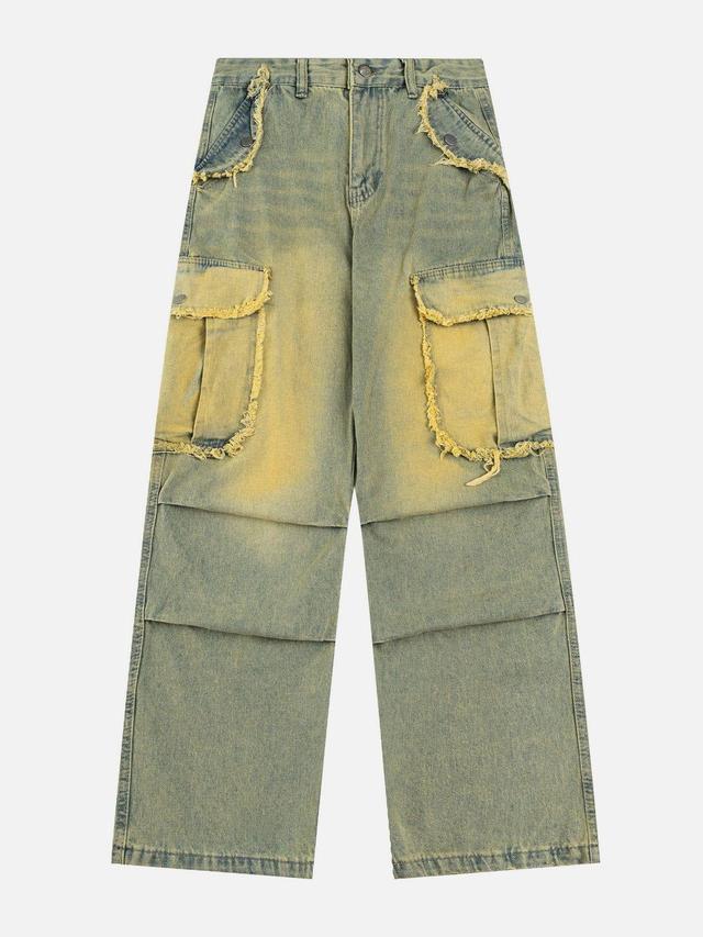 Aelfric Eden Multi Pocket Fringe Washed Jeans Product Image