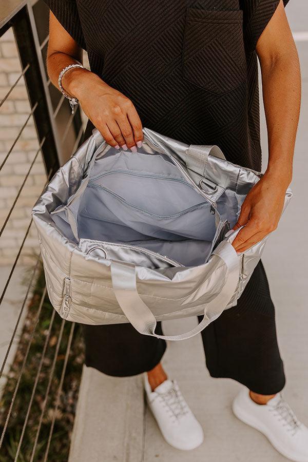 Weekend Getaway Puffer Tote in Silver Product Image