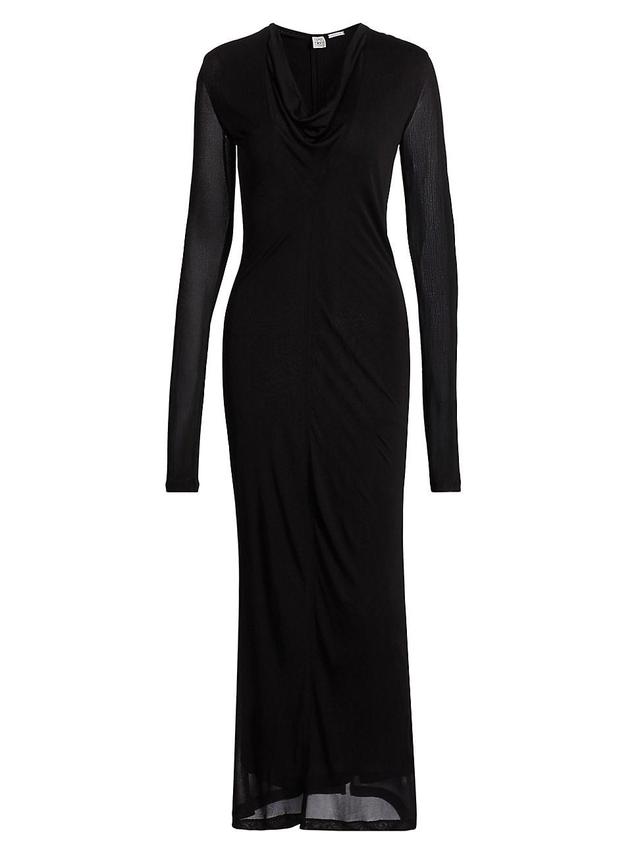 Womens Draped V-Neck Maxi Dress Product Image