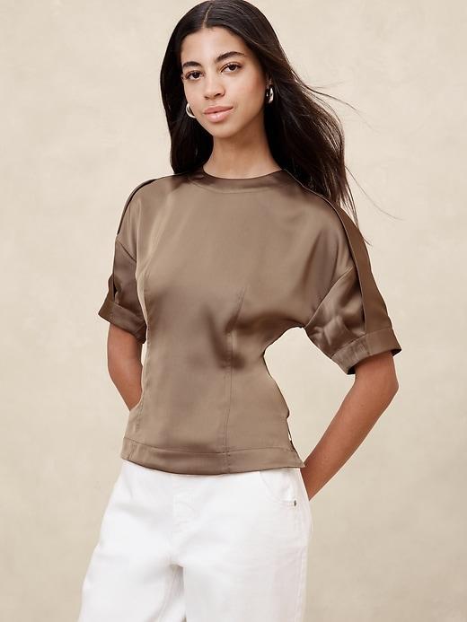 Double Satin Seamed Blouse Product Image