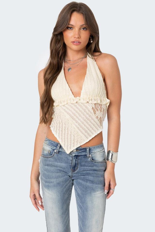 Quinta Lacey Asymmetric Halter Top Product Image