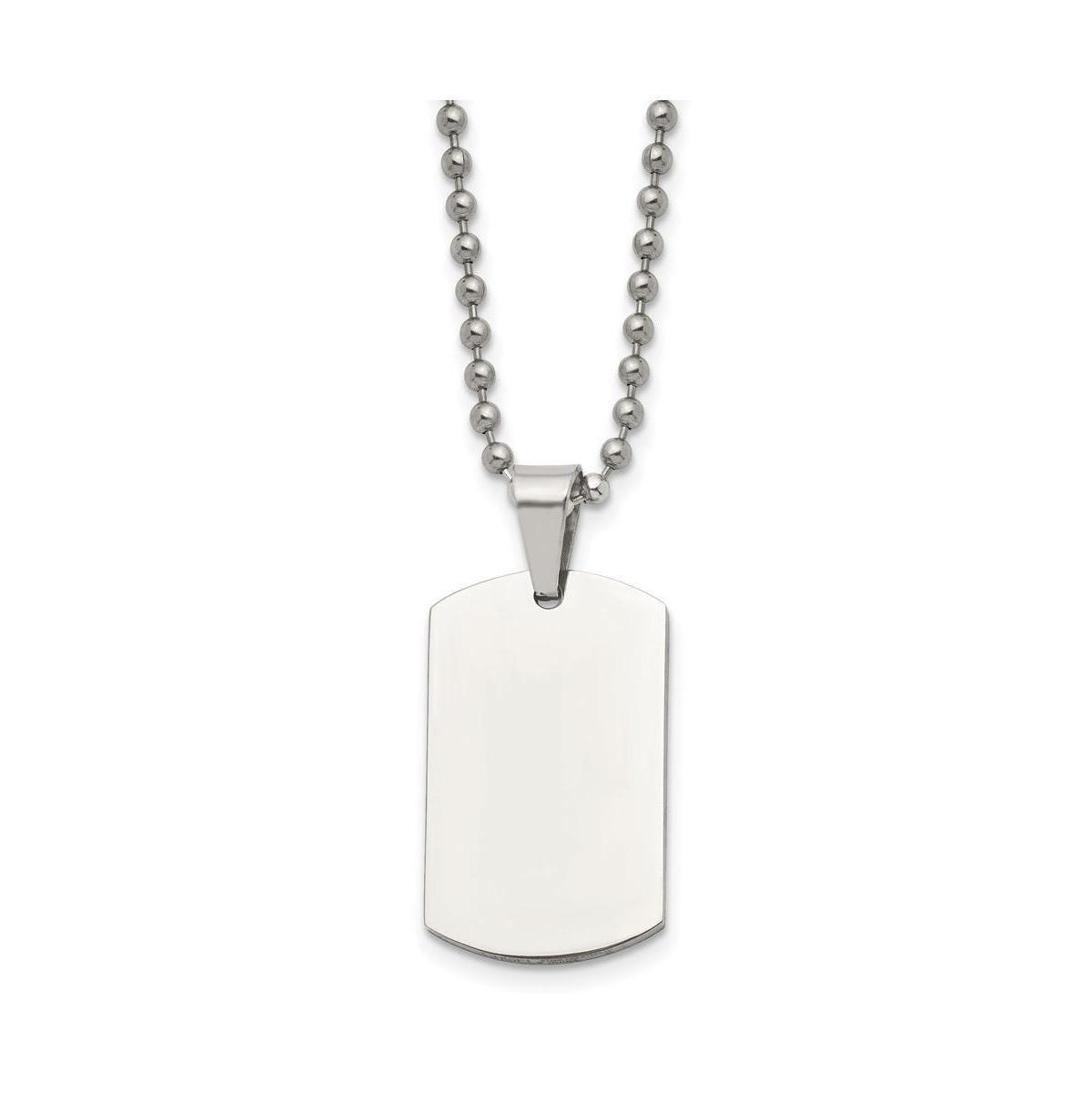 Chisel Brushed 2mm Reversible Dog Tag Ball Chain Necklace Product Image