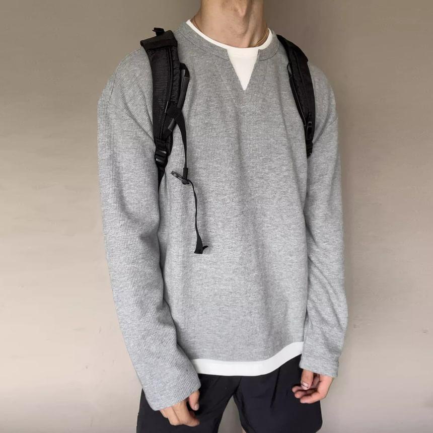 Mock Two-Piece Two Tone Sweatshirt Product Image