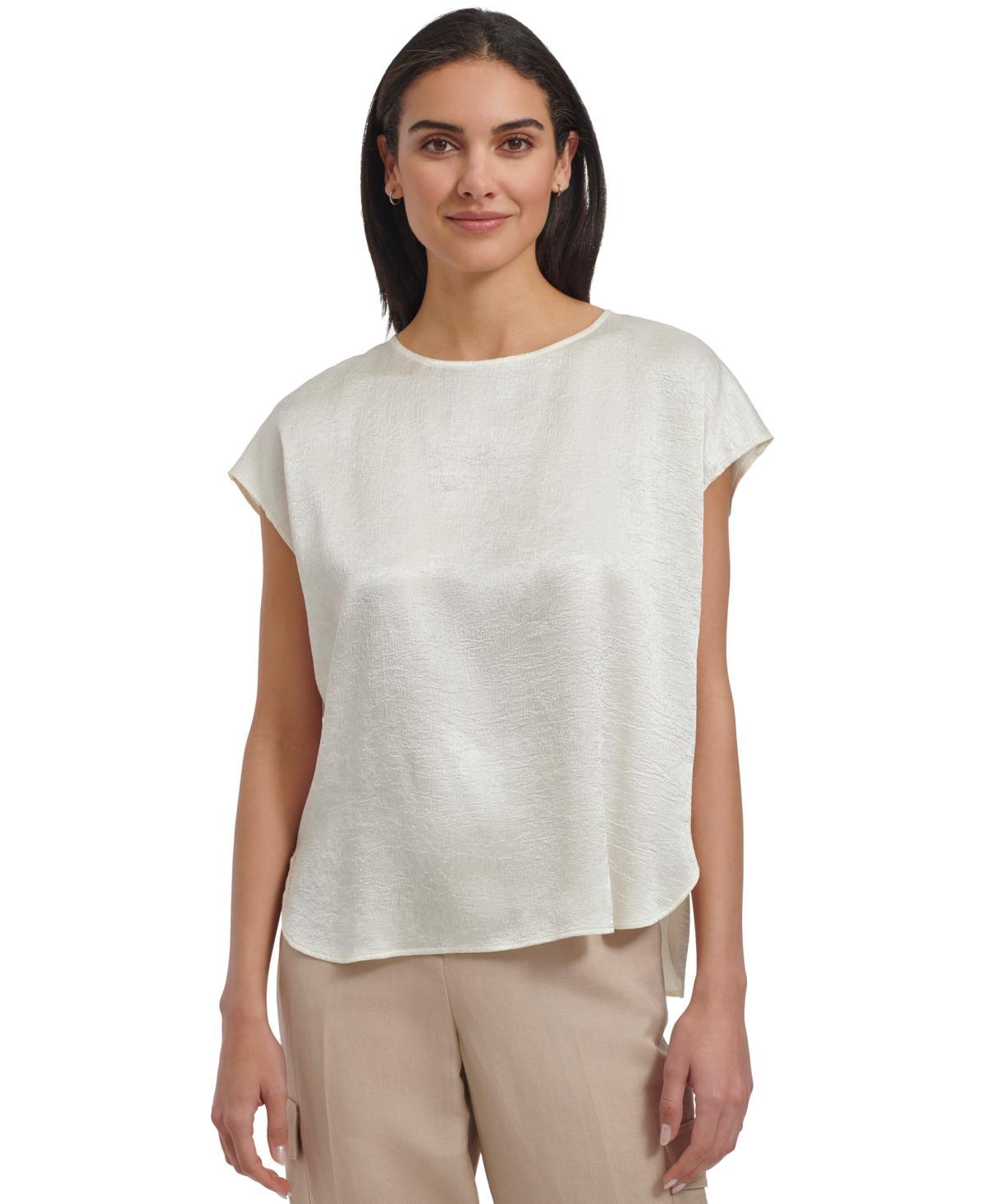 Calvin Klein Womens Cap-Sleeve Crewneck Top Product Image